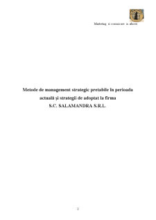 Metode de management strategic pretabile în perioada actuală și strategii de adoptat la firma SC Salamandra SRL - Pagina 2
