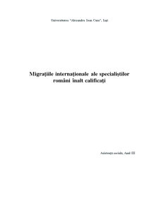 Migrațiile Internaționale ale Specialiștilor Români - Pagina 1