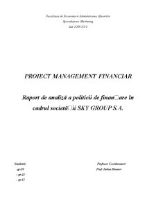 Management financiar - raport de analiză a politicii de finanțare în cadrul societății Sky Group SA - Pagina 1