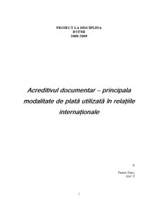 Acreditivul Documentar - Principala Modalitate de Plată Utilizată în Relațiile Internaționale - Pagina 1