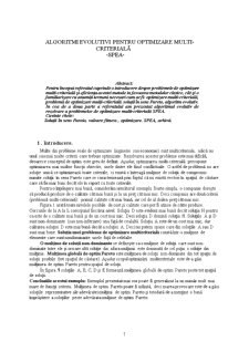 Algoritmi Evolutivi pentru Optimizare Multi-Criteriala - SPEA - Pagina 1