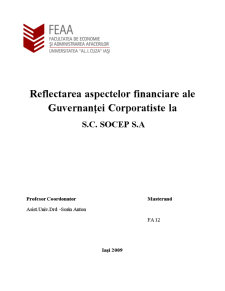 Reflectarea Aspectelor Financiare ale Guvernantei Corporatiste la SC Socep SA - Pagina 1