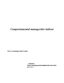 Comportamentul Managerilor Italieni - Pagina 1