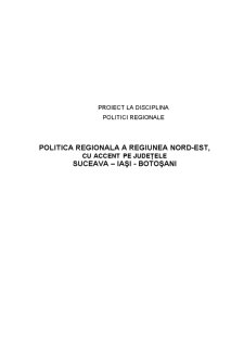 Politică regională în regiunea nord-est, cu accent pe județele Suceava - Iași - Botoșani - Pagina 1