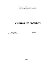 Politică de creditare în agricultură - Pagina 1
