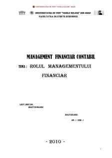 Rolul Managementului Financiar - Pagina 1