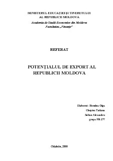 Potențialul de Export al Republicii Moldova - Pagina 1