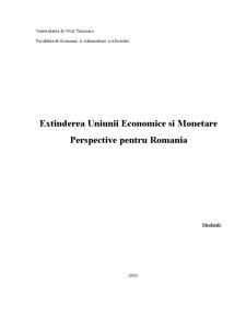 Extinderea Uniunii Economice și Monetare Perspective pentru România - Pagina 1