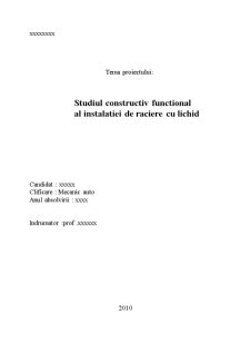 Studiul constructiv funcțional al instalației de răcire cu lichid - Pagina 1