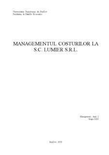 Managementul Costurilor la SC Lumier SRL - Pagina 1
