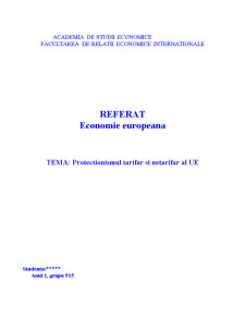 Protecționismul tarifar și netarifar al UE - Pagina 1