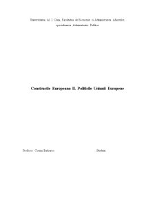 Construcție europeană II - politicile Uniunii Europene - Pagina 1