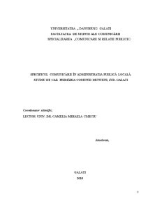Specificul comunicării în Administrația Publică Locală - studiu de caz - Primăria Comunei Munteni, Judetul Galați - Pagina 2