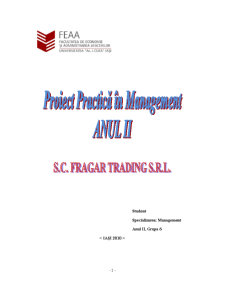 Proiect practică în management - SC Frăgar Trading SRL - Pagina 1