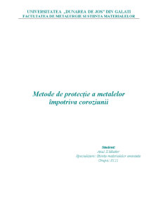 Metode de Protecție a Metalelor Împotriva Coroziunii - Pagina 1
