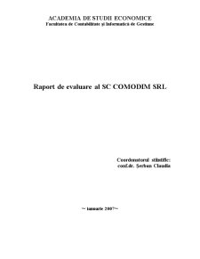 Raport de Evaluare al SC COMODIM SRL - Pagina 1