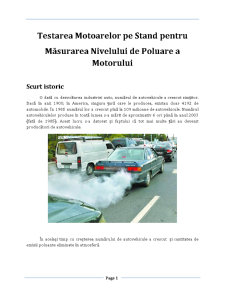Testarea Motoarelor pe Stand pentru Măsurarea Nivelului de Poluare a Motorului - Pagina 1