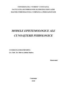 Modele Epistemologice ale Cunoașterii Psihologice - Pagina 1