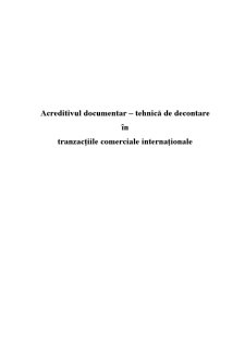 Acreditivul Documentar - Tehnică de Decontare în Tranzacțiile Comerciale Internaționale - Pagina 1