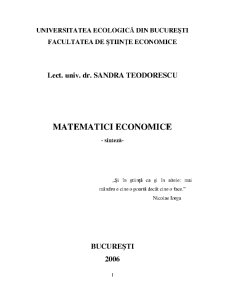 Matematici Economice - Pagina 1