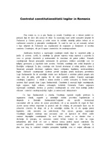 Controlul constituționalități legilor în România - Pagina 1