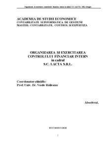 Organizarea și Exercitarea Controlului Financiar Intern în Cadrul SC Lacta SRL - Pagina 2