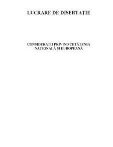 Considerații Privind Cetățenia Națională și Europeană - Pagina 1
