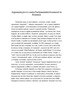 Argumente pro și contra Parlamentului Bicameral în România - Pagina 1