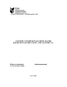 Concepte și teorii de evaluare în afaceri - raport de evaluare a SNTFC CFR Călători SA - Pagina 1