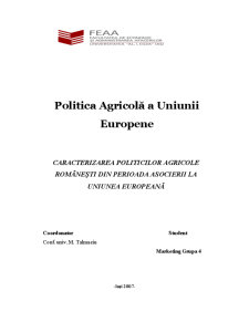 Politica Agricolă a Uniunii Europene - Pagina 1