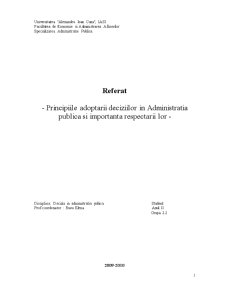 Principiile adoptării deciziilor în administrația publică și importanța respectării lor - Pagina 1