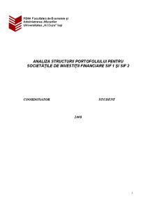 Analiza Structurii Portofoliului pentru Societățile de Investiții Financiare SIF 1 și SIF 2 - Pagina 1