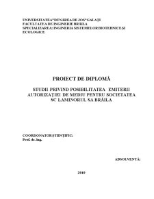 Studii Privind Posibilitatea Emiterii Autorizației de Mediu pentru Societatea SC Laminorul SA Brăila - Pagina 1
