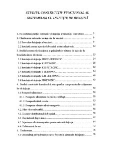 Studiul Constructiv Funcțional al Sistemelor cu Injecție de Benzină - Pagina 1