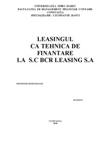 Leasingul ca tehnică de finanțare la SC BCR Leasing SA - Pagina 1