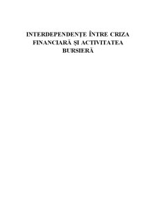 Interdependențe între Criza Financiară și Activitatea Bursieră - Pagina 1