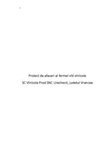 Proiect de afaceri al fermei viti-vinicole SC Vinicola Prod SNC Urechești, Județul Vrancea - Pagina 1