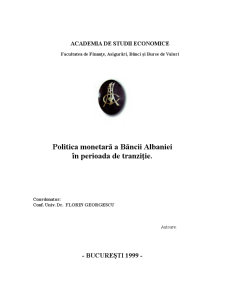 Politica Monetară a Băncii Albaniei în Perioada de Tranziție - Pagina 1