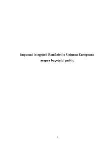Impactul Integrării României în Uniunea Europeană asupra Bugetului Public - Pagina 1