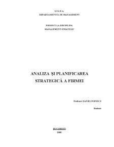 Analiza și Planificarea Strategică a Firmei - Pagina 1