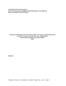 Analiza performanțelor financiare la nivelul administrației publice locale - studiu de caz - Primăriile Municipiilor Bacău, Ploiești, Sibiu - Pagina 1