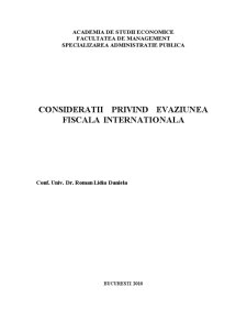 Considerații privind evaziunea fiscală internațională - Pagina 1