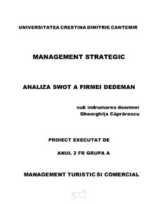 Management Strategic - Analiza SWOT a Firmei Dedeman - Pagina 1