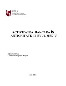 Activitatea Bancară în Antichitate și Evul Mediu - Pagina 1