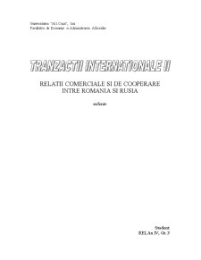 Comerțul dintre România și Rusia - Pagina 1