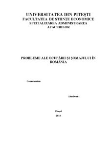 Probleme ale Ocupării și Șomajului în România - Pagina 1