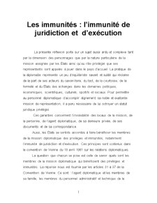 Les immunites - l’immunite de juridiction et d’execution - Pagina 1