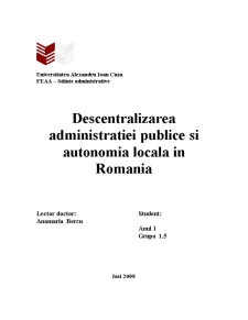 Descentralizarea administrației publice și autonomia locală în România - Pagina 1