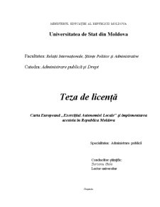 Carta europeană exercițiul autonomiei localea și implementarea acesteia în Republica Moldova - Pagina 1