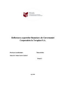 Reflectarea Aspectelor Financiare ale Guvernantei Corporatiste la Teraplast SA - Pagina 1